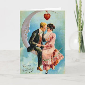 Cartes Pour Fêtes Annuelles Couple victorien sur la lune