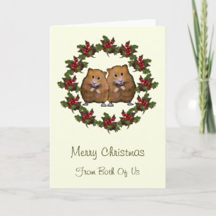 Cartes Pour Fêtes Annuelles Couples de hamster en guirlande de Noël : Art