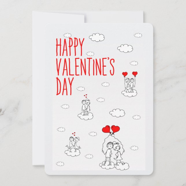 Cartes Pour Fêtes Annuelles Couples mignons Heureuses Saintes-Valentin (Devant)