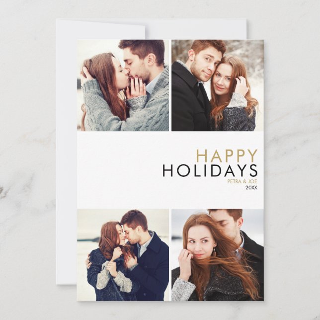 Cartes Pour Fêtes Annuelles Couples modernes 4 Photo Collage Noël (Devant)