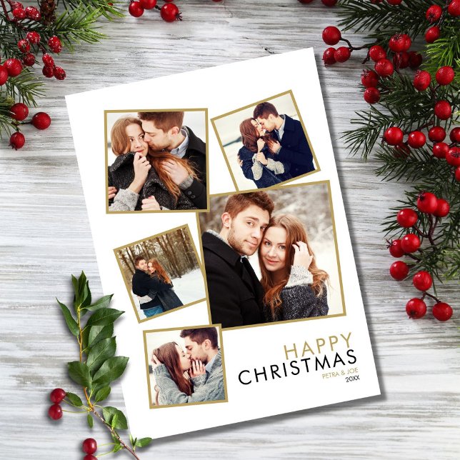 Cartes Pour Fêtes Annuelles Couples modernes 5 Photo Collage Noël (Créateur téléchargé)