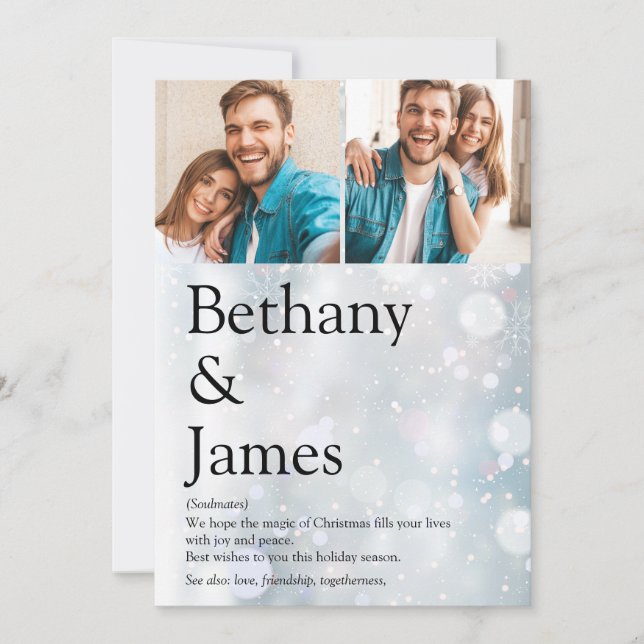 Cartes Pour Fêtes Annuelles Couples Photos Définition Snowflakes Noël (Devant)