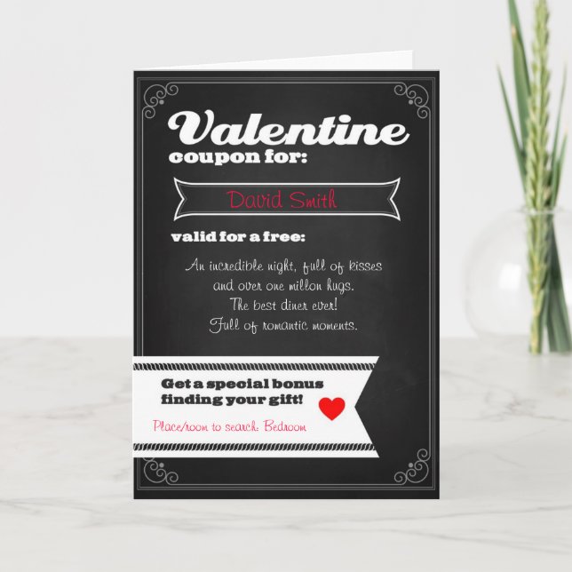 Cartes Pour Fêtes Annuelles Coupon gratuit Valentine (Devant)