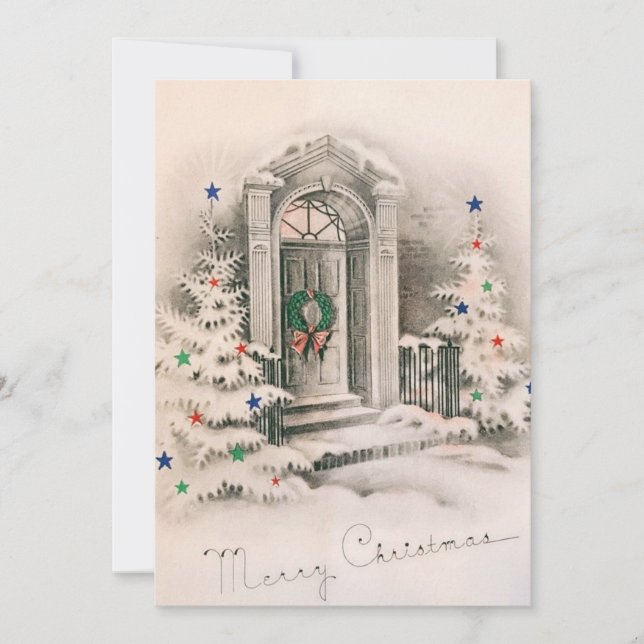 Cartes Pour Fêtes Annuelles Cour de Noël vintage  (Devant)