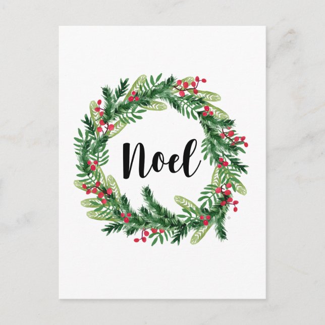 Cartes Pour Fêtes Annuelles Courbe d'aquarelle de Noël (Devant)