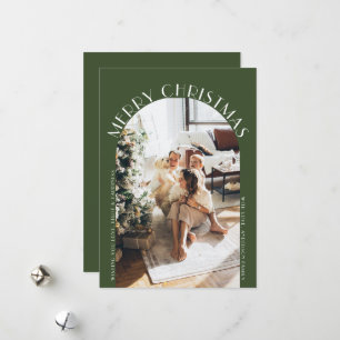 Cartes Pour Fêtes Annuelles Courbe d'arc verte Élégante Joyeux Noël Photo