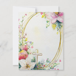 Cartes Pour Fêtes Annuelles Courbe de Pâques fleurie avec blanc croisé