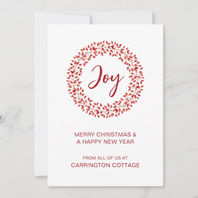 Cartes Pour Fêtes Annuelles Courbe moderne de baies rouges. Logo d'entreprise (Devant)