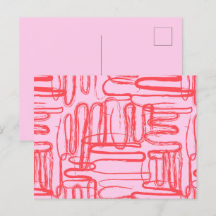 Cartes Pour Fêtes Annuelles Courbe rose Wavy Squiggle Abstrait moderne