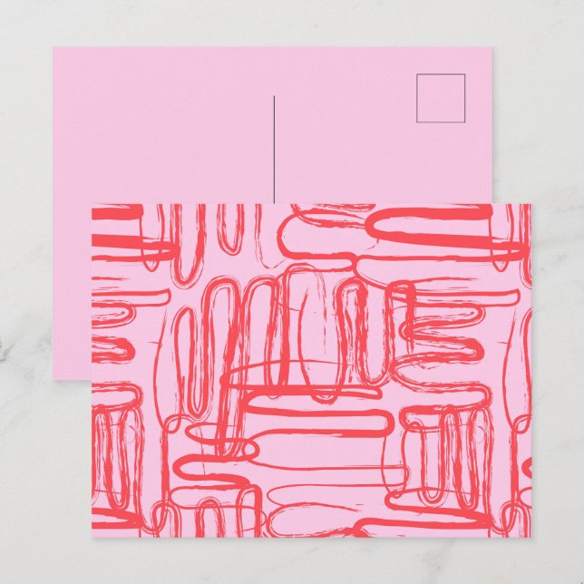 Cartes Pour Fêtes Annuelles Courbe rose Wavy Squiggle Abstrait moderne (Devant / Derrière)