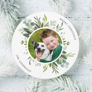 Cartes Pour Fêtes Annuelles Courbe verte Texte personnalisé Cercle photo