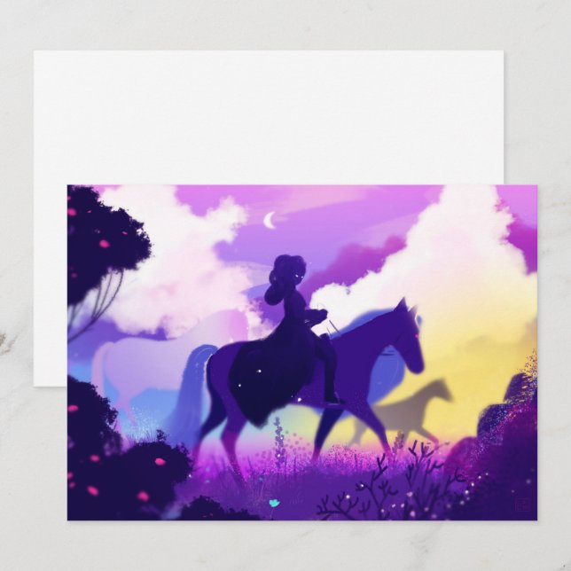 Cartes Pour Fêtes Annuelles Coureur fantôme au crépuscule (Devant / Derrière)