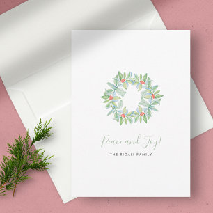 Cartes Pour Fêtes Annuelles Couronne botanique à l'aquarelle et baies de Noël
