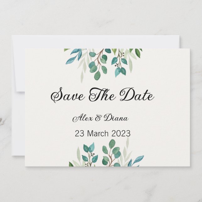 Cartes Pour Fêtes Annuelles Couronne botanique carré de verdure enregistrer la (Devant)