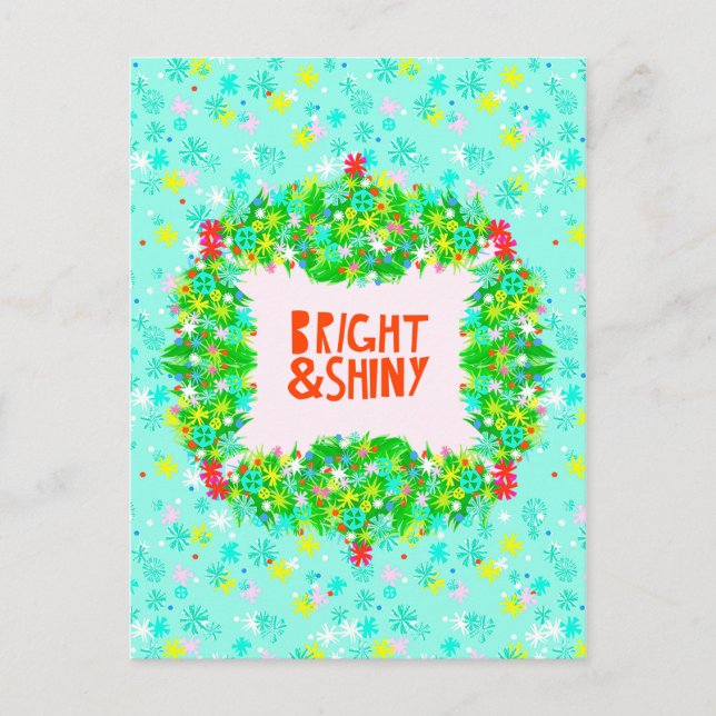 Cartes Pour Fêtes Annuelles Couronne Brillante et Étincelante (Devant)