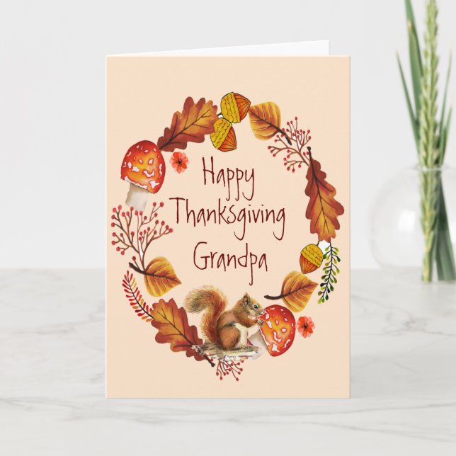 Cartes Pour Fêtes Annuelles Couronne d'automne de Thanksgiving Oiseau Troglody (Devant)