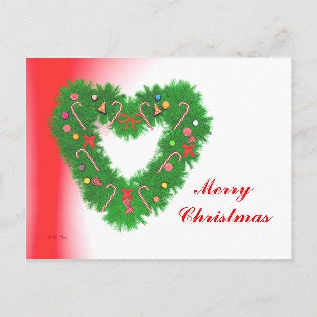 Cartes Pour Fêtes Annuelles Couronne de coeur de Noël (Devant)