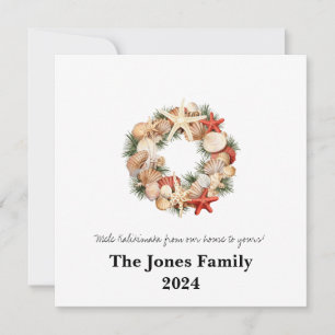 Cartes Pour Fêtes Annuelles Couronne de coquillages Mele Kalikimaka 