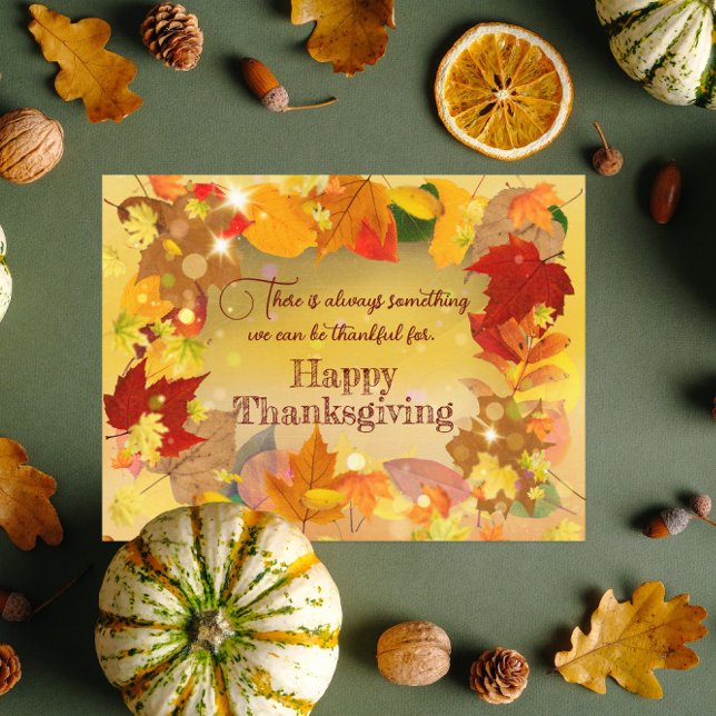 Cartes Pour Fêtes Annuelles Couronne de feuillage d'automne Joyeux Thanksgivin (Créateur téléchargé)
