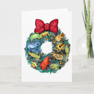 Cartes Pour Fêtes Annuelles Couronne de grenouilles de Noël - Grenouilles colo