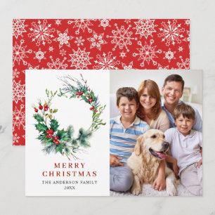Cartes Pour Fêtes Annuelles Couronne de houx à baies Noël PHOTO