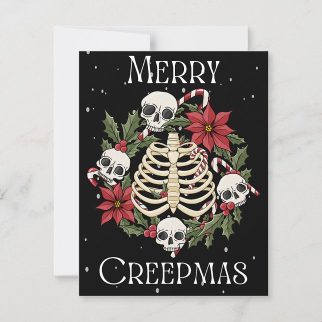 Cartes Pour Fêtes Annuelles Couronne de Joyeux Creepmas (Devant)