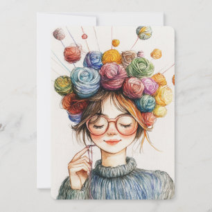 Cartes Pour Fêtes Annuelles Couronne de laine Tricoteuse de Noël Fabrication p