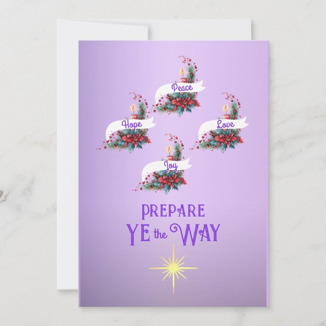 Cartes Pour Fêtes Annuelles Couronne de l'Avent Préparez le chemin 4 bougies (Devant)