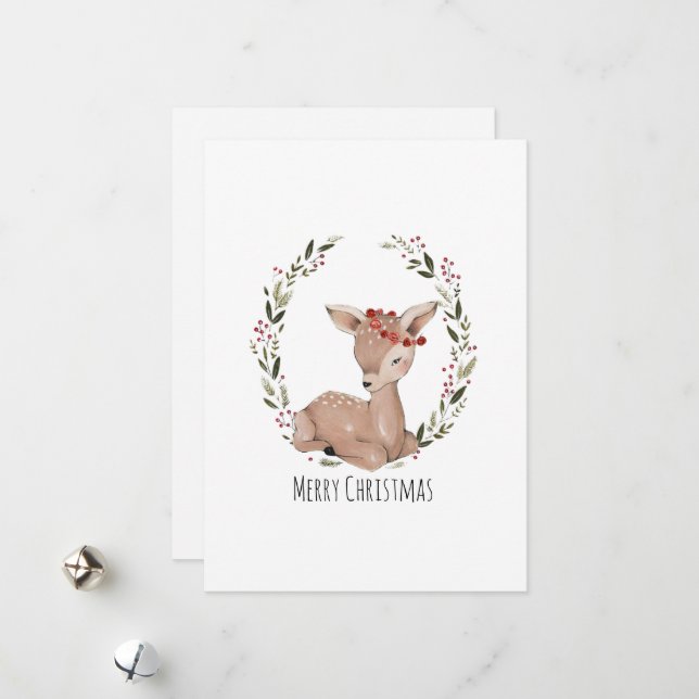 Cartes Pour Fêtes Annuelles Couronne de Noël (Devant/Arrière en situation)