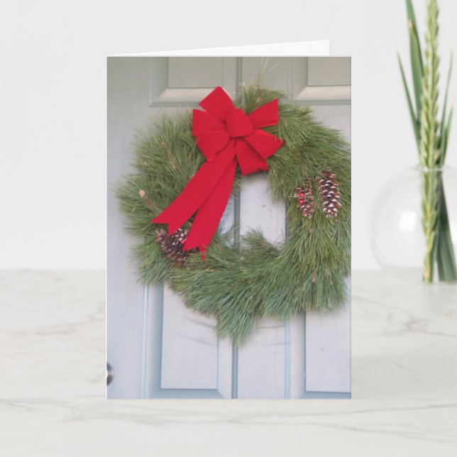 Cartes Pour Fêtes Annuelles Couronne de Noël à la porte (Devant)