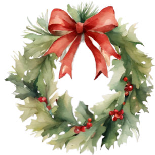 Cartes Pour Fêtes Annuelles Couronne de Noël à l'aquarelle