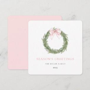 Cartes Pour Fêtes Annuelles Couronne de Noël à ruban rose