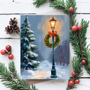 Cartes Pour Fêtes Annuelles Couronne de Noël Arbre de Poteau Lumineux