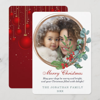 Cartes Pour Fêtes Annuelles Couronne de Noël botanique Joyeux Noël
