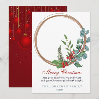 Cartes Pour Fêtes Annuelles Couronne de Noël botanique Joyeux Noël
