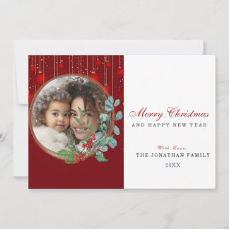 Cartes Pour Fêtes Annuelles Couronne de Noël botanique Photo de Noël