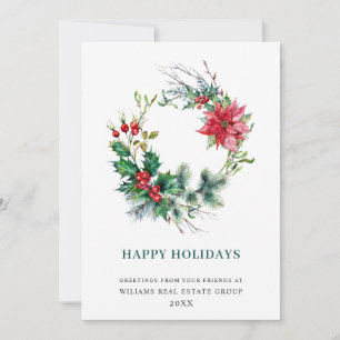 Cartes Pour Fêtes Annuelles Couronne de Noël de l'entreprise Holly Berry Poins