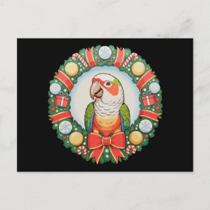 Cartes Pour Fêtes Annuelles Couronne de Noël de perroquet Conure à joue verte