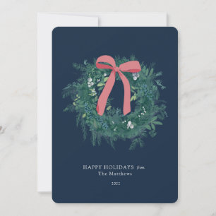 Cartes Pour Fêtes Annuelles Couronne de Noël Familiale Joliment Hivernale Cart