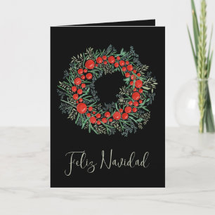 Cartes Pour Fêtes Annuelles Couronne de Noël Feliz Navidad