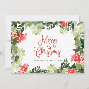 Cartes Pour Fêtes Annuelles Couronne de Noël festive à baies de houx