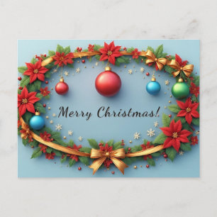 Cartes Pour Fêtes Annuelles Couronne de Noël florale 🎄✨ Ornement de poinsetti