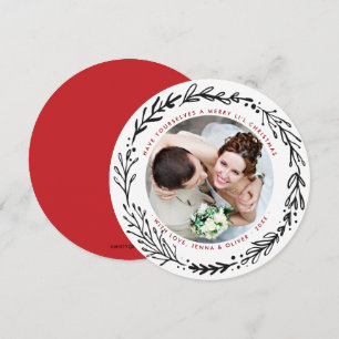 Cartes Pour Fêtes Annuelles Couronne de Noël Mariés et Joyeux
