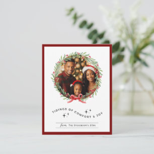 Cartes Pour Fêtes Annuelles Couronne de Noël Photo personnalisée de vacances