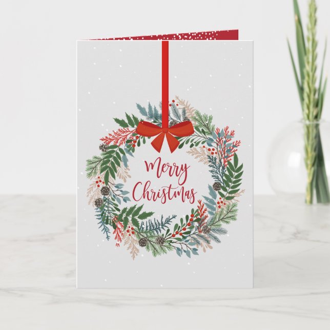 Cartes Pour Fêtes Annuelles Couronne de Noël pliée (Devant)