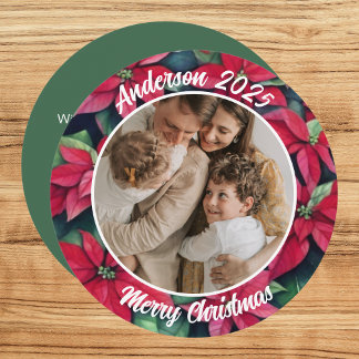 Cartes Pour Fêtes Annuelles Couronne de Noël ronde de famille à l'aquarelle