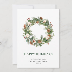 Cartes Pour Fêtes Annuelles Couronne de sapin cônes de pin Joyeux Noël salutat