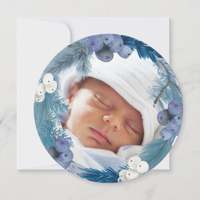 Cartes Pour Fêtes Annuelles couronne d'hiver nouveau bébé Joyeux Noël (Devant)