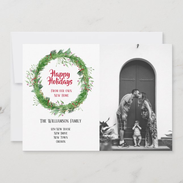 Cartes Pour Fêtes Annuelles Couronne d'hiver Nouvelle Maison pour les Vacances (Devant)