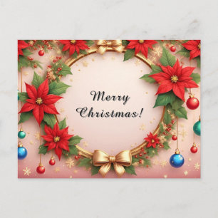 Cartes Pour Fêtes Annuelles Couronne d'ornement de Noël 🎄✨ Ruban de poinsetti